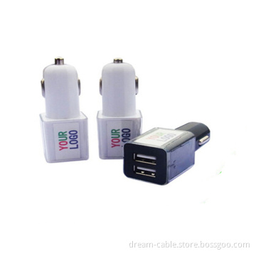 5V 3.1A Dual USB Ports Car Charger USB Logo Printed on Cap
